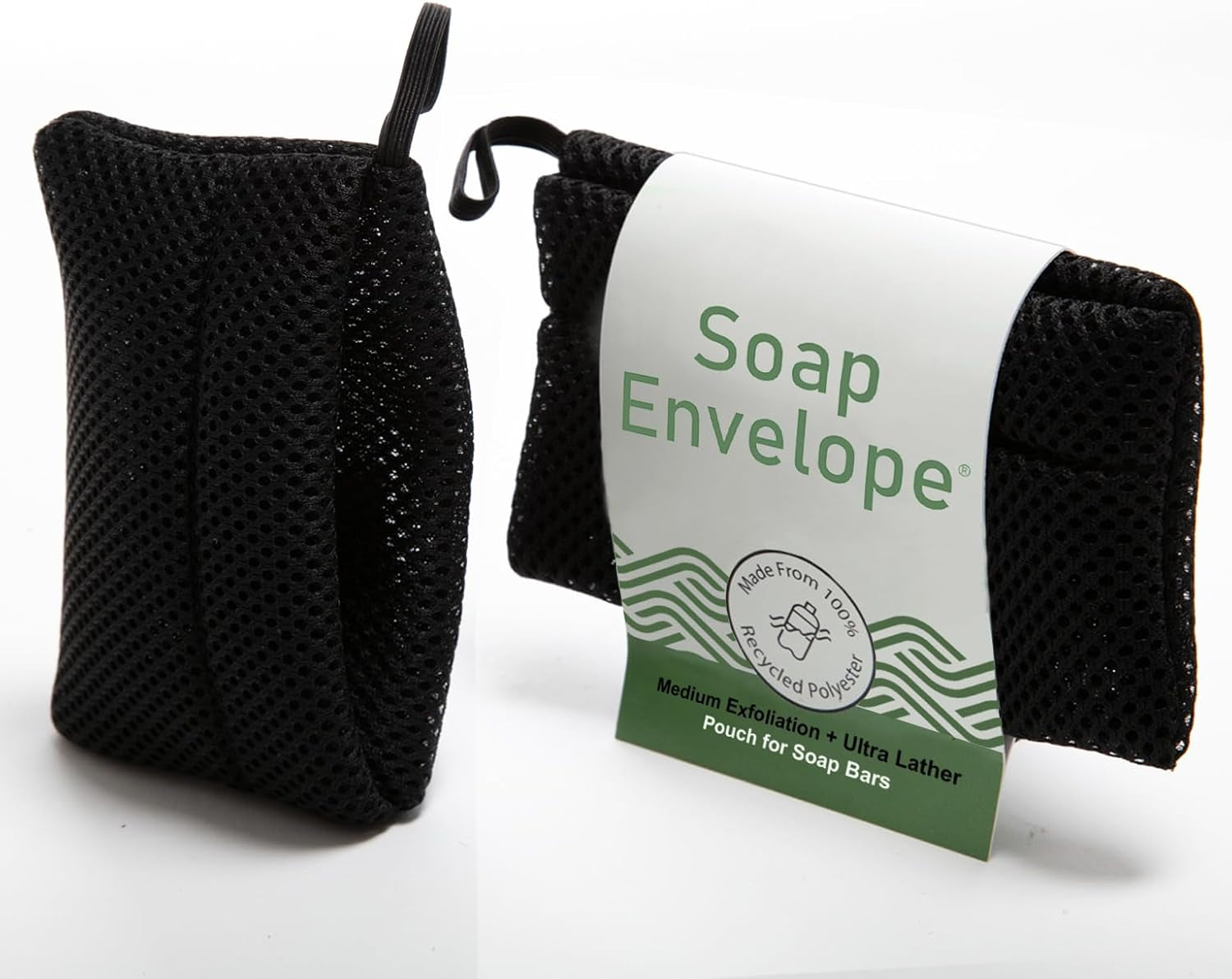 100% Recycled Soap Bag, Soap Saver Pouch for Bar Soap, Loofah Bath Scrubber for Bar Soap + Medium Exfoliator, Mesh Soap Bag, Soap Sock, Soap Pouch, Soap Bag - 1 Pack