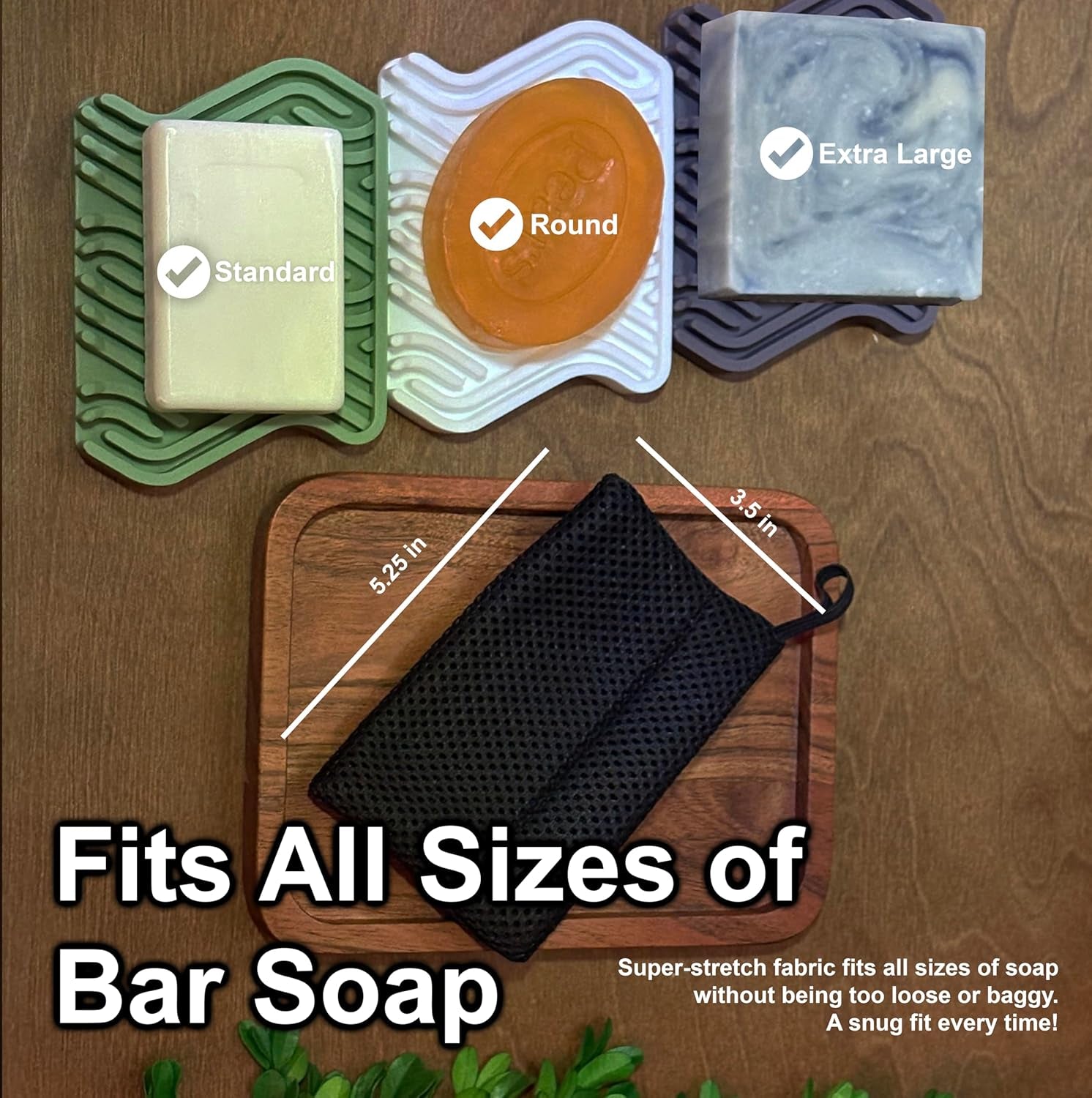 100% Recycled Soap Bag, Soap Saver Pouch for Bar Soap, Loofah Bath Scrubber for Bar Soap + Medium Exfoliator, Mesh Soap Bag, Soap Sock, Soap Pouch, Soap Bag - 1 Pack